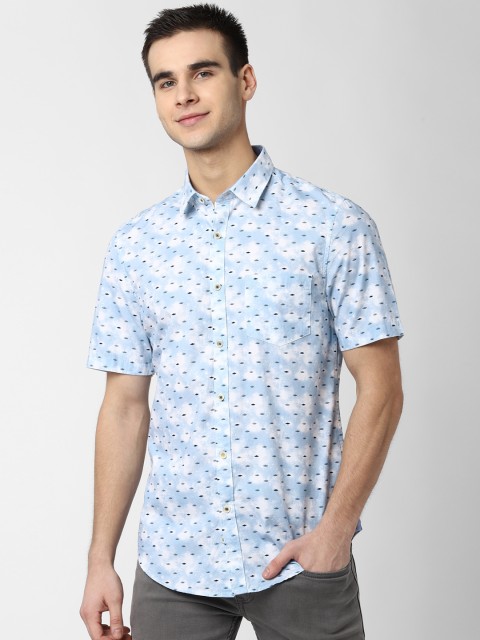 

Peter England Casuals Men Blue & White Slim Fit Printed Casual Shirt