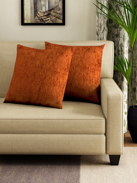 

DREAM WEAVERZ Bronze-Toned Set of 2 Solid Square Cushion Covers
