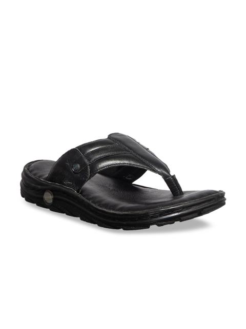 

Khadims Men Black Leather Comfort Sandals