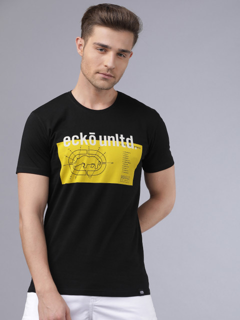 

Ecko Unltd Men Black Printed Round Neck T-shirt