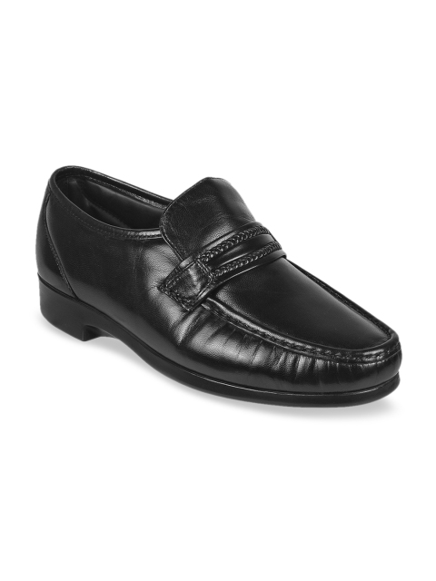 

Metro Men Black Solid Leather Formal Loafers