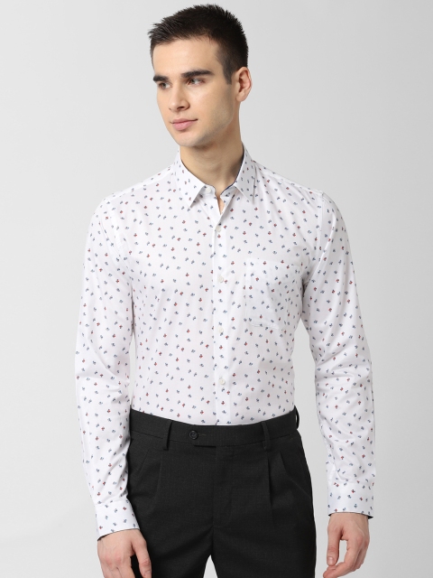 

Peter England Men White Slim Fit Printed Casual Shirt