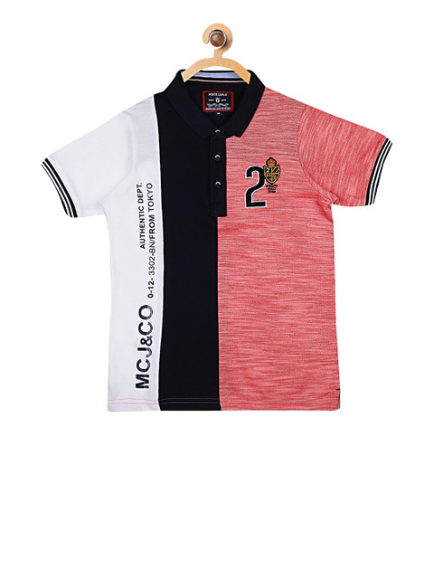 

Monte Carlo Boys White & Red Colourblocked Polo Collar T-shirt