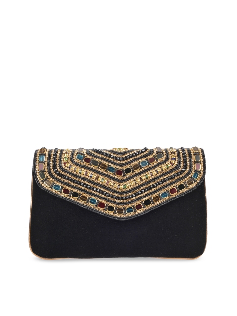 

Metro Black & Gold-Toned Embellished Embellished Clutch
