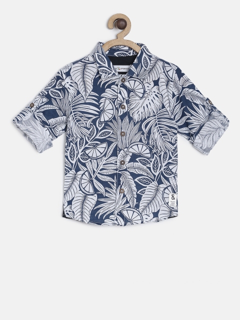 

TALES & STORIES Boys Navy Blue & White Regular Fit Printed Casual Shirt