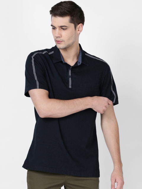 

t-base Men Navy Blue Regular Fit Solid Casual Shirt