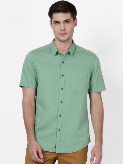 

t-base Men Green Regular Fit Solid Casual Shirt