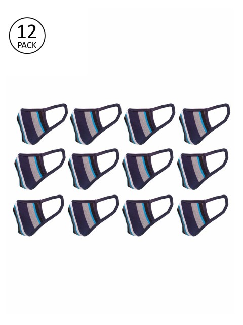 

nestroots Unisex 12 Pcs Striped 2-Ply Anti Pollution Reusable Masks, Multi