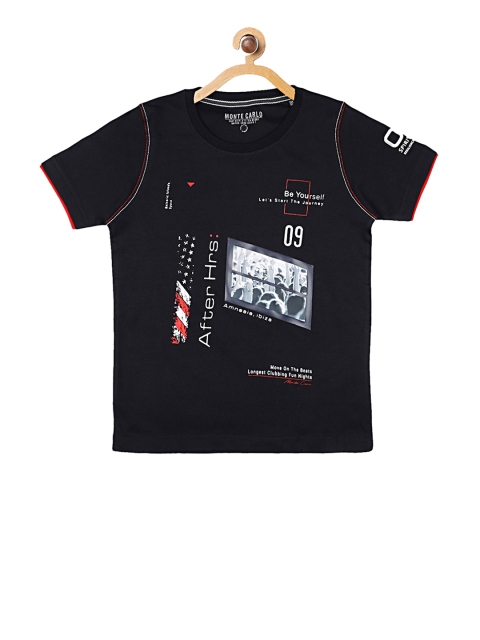 

Monte Carlo Boys Black Printed Round Neck T-shirt