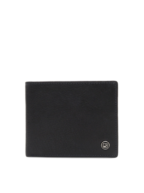 Da Milano Men Blue Solid Leather Two Fold Wallet