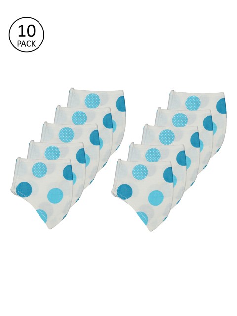 

The Vanca Unisex White & Blue Printed 10 Pcs 3-Ply Reusable Face Masks