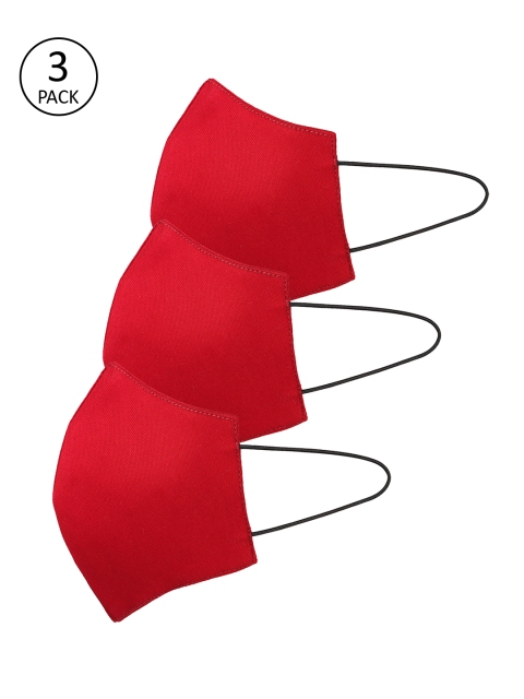 

Swiss Design Unisex 3 Pcs Red Solid 3-Ply Anti-Pollution Reusable Cloth Masks