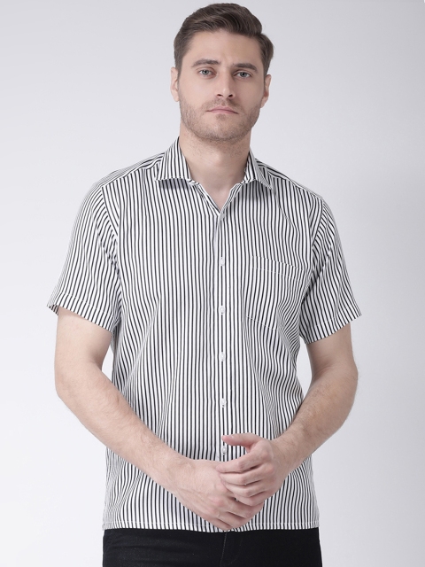 

Zeal Men White & Black Regular Fit Striped Casual Shirt
