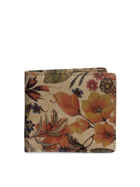 

Spice Art Women Beige Printed Leather Two Fold Wallet