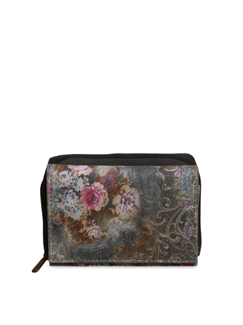 

Spice Art Women Grey Printed Three Fold Leather Wallet