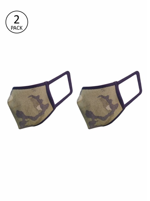 

nestroots Unisex 2 Pcs Camouflage Printed 2-Ply Anti-Pollution Reusable Cloth Masks, Multi