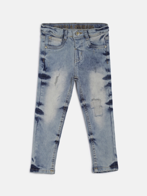 

TALES & STORIES Boys Blue Slim Fit Mid-Rise Mildly Distressed Jeans