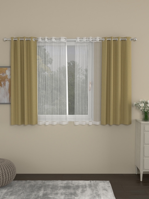 

ROSARA HOME Beige & White Set of 4 Window Curtains