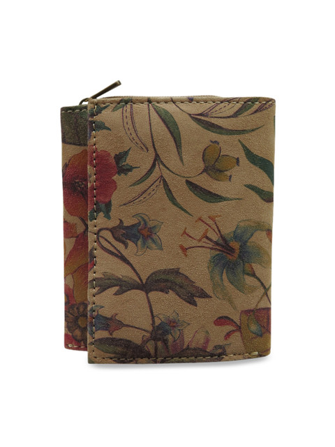 

Spice Art Women Beige Floral Printed Three Fold Leather Wallet