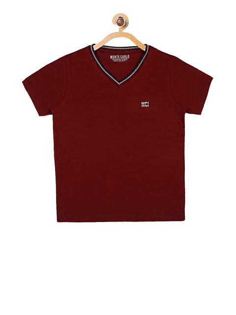 

Monte Carlo Boys Maroon Solid V-Neck T-shirt