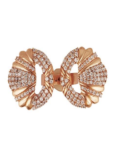 

Zariin Gold-Plated & White CZ-Studded Aqua Secrets Finger Ring, Rose gold