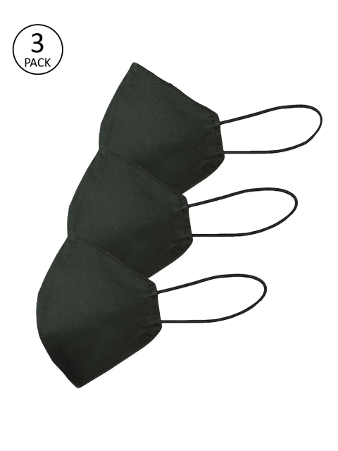 

Swiss Design Women Pack Of 3 Solid 3-Ply Reusable Outdoor Cloth Masks, Green