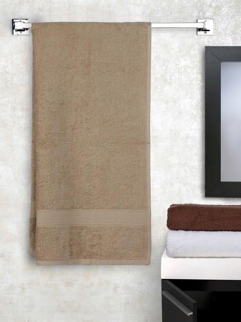 

Trident Unisex Set Of 3 Solid 400 GSM Medium Bath Towels, Brown