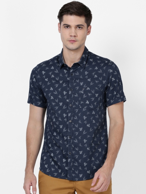

t-base Men Blue Printed Regular Fit Casual Shirt