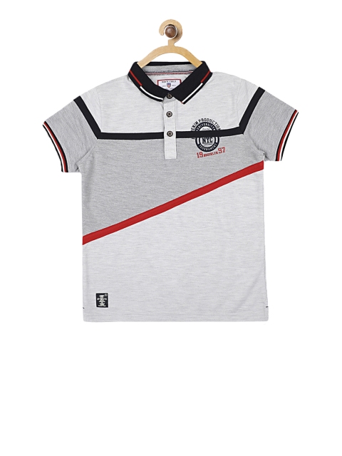 

Monte Carlo Boys Grey Colourblocked Polo Collar T-shirt