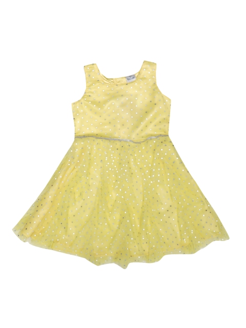 

Doodle Girls Yellow Embellished Fit and Flare Dress