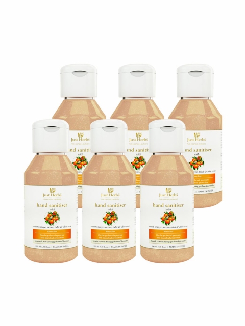 

Just Herbs Unisex Set of 6 Sweet Orange Neem Tulsi & Aloe Vera Hand Sanitiser Gel