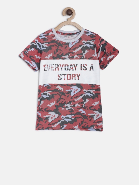 

TALES & STORIES Boys Red Printed Round Neck T-shirt