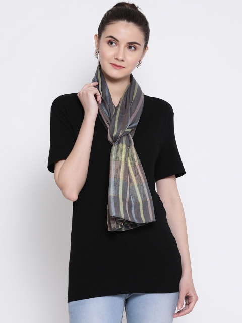 

SHINGORA Women Grey & Yellow Striped Stole