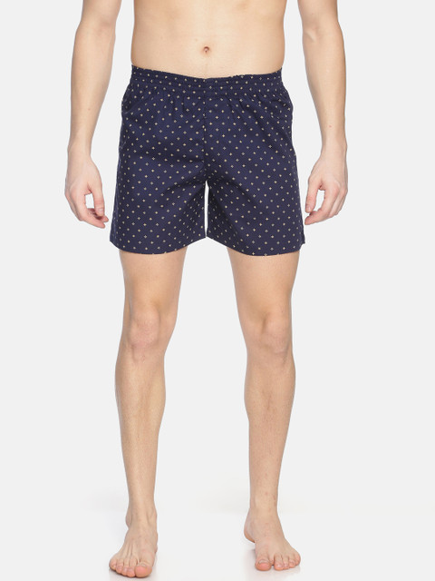 

IVOC Men Navy Blue & Beige Printed Pure Cotton Boxers IOMBS02SC03L34-3036