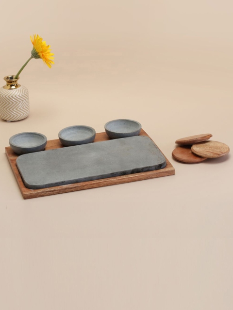 

nestroots Brown & Grey Solid Snack Platter