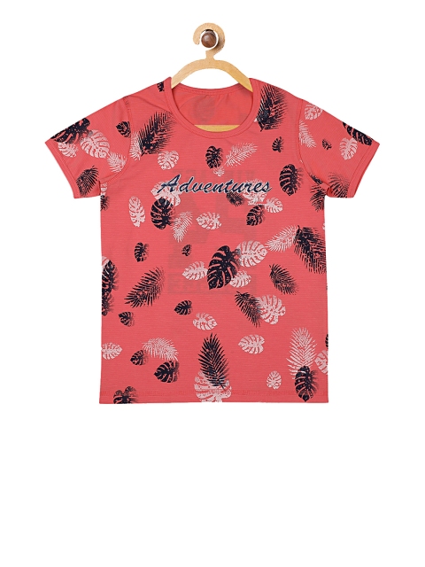 

Monte Carlo Boys Peach Floral Printed Round Neck T-shirt