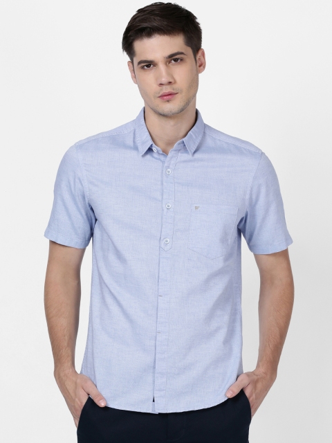 

t-base Men Blue Regular Fit Solid Casual Shirt