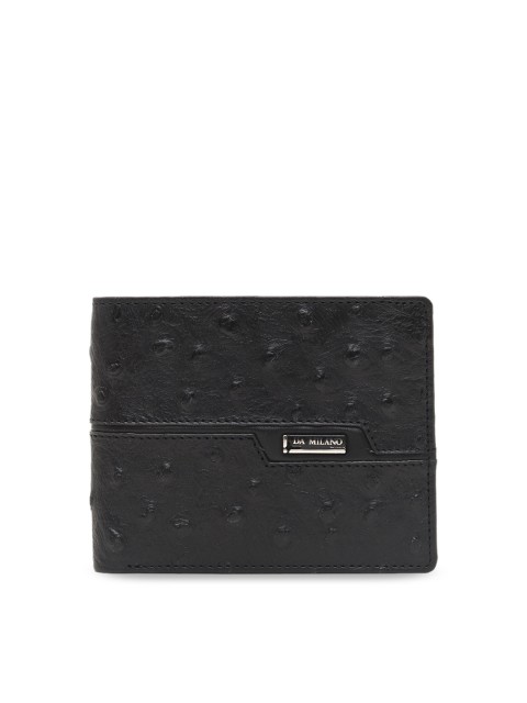 

Da Milano Men Black Textured Two Fold Leather Wallet