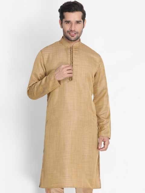 

VASTRAMAY Men Beige Solid Straight Kurta