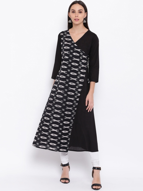 

FABNEST Women Black & White Printed A-Line Kurta
