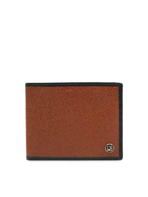 

Da Milano Men Brown Textured Leather Two Fold Wallet