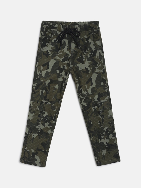 

TALES & STORIES Boys Olive Green Tapered Fit Mid-Rise Clean Look Jeans