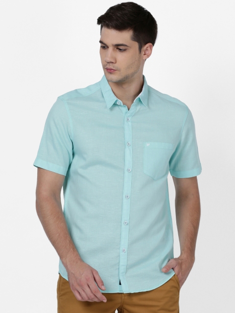 

t-base Men Blue Regular Fit Solid Casual Shirt
