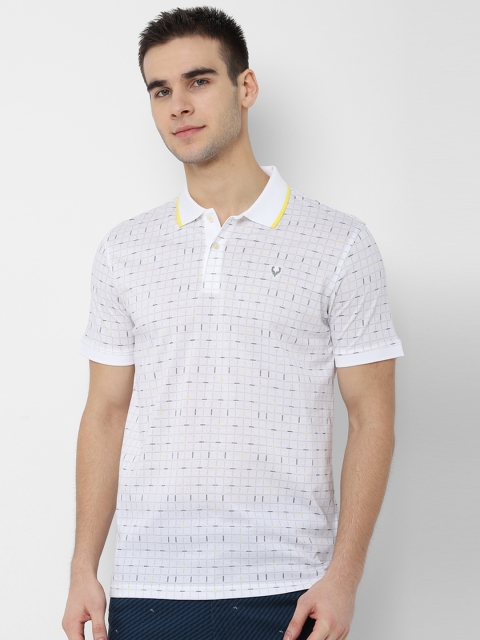 

Allen Solly Men White & Grey Checked Polo Collar T-shirt