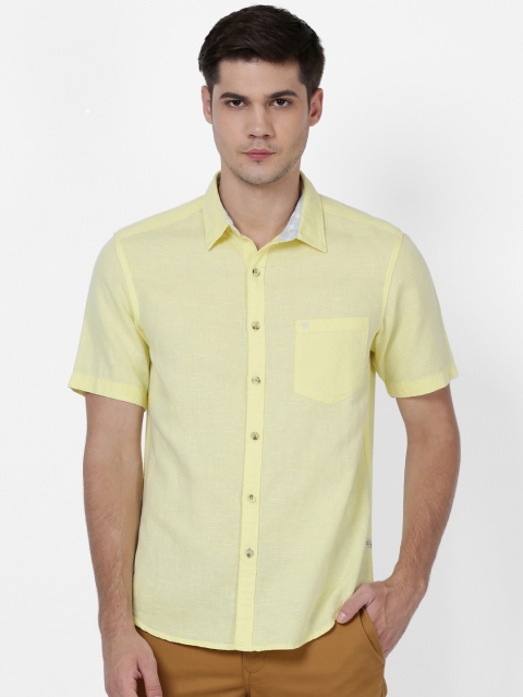 

t-base Men Yellow Solid Regular Fit Casual Shirt