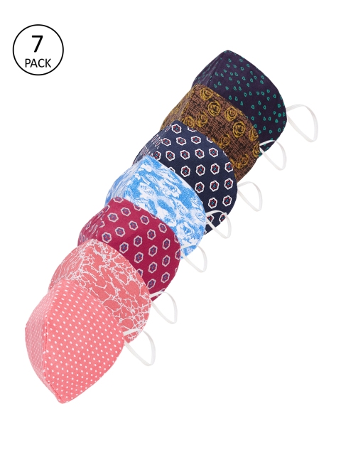 SOJANYA Unisex 7 Pcs 3-Ply Anti-Pollution Reusable Masks, Multi