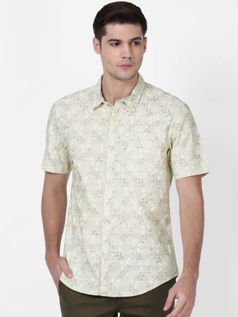 

t-base Men Yellow Printed Regular Fit Casual Shirt