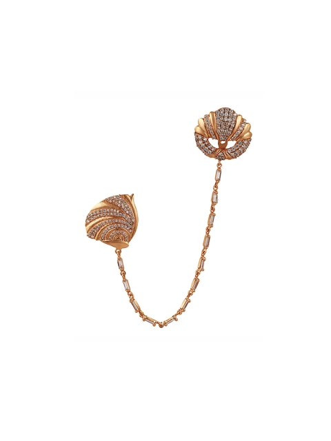 

Zariin Women Rose Gold-Plated White Zircon Studded Sea Notes Brooch