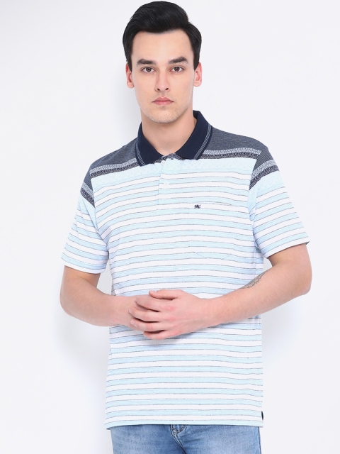 

Monte Carlo Men Blue Striped Polo Collar T-shirt