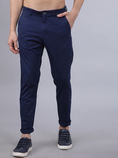 

Horsefly Men Navy Blue Tapered Fit Solid Regular Trousers